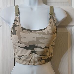 Mono B green tan camo high impact  sports bra  adjustable straps Sz S NWOT